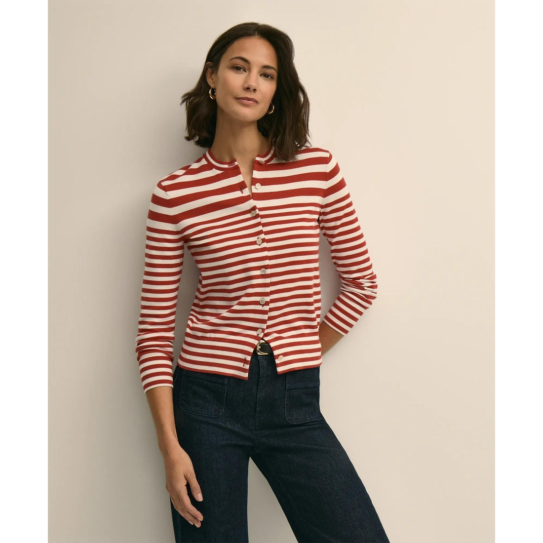 Supima Cotton Variegated Stripe Cardigan