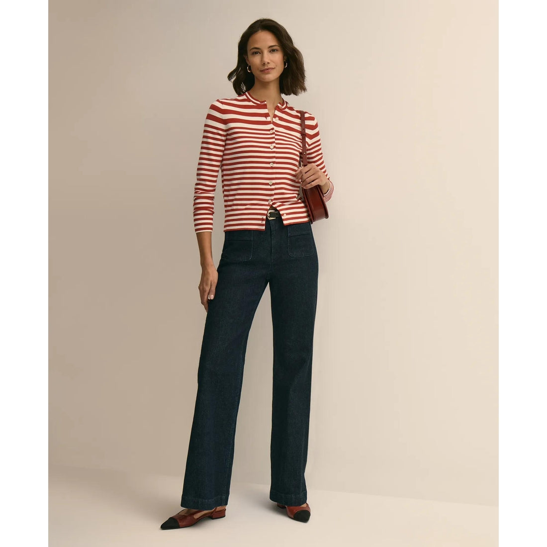 Supima Cotton Variegated Stripe Cardigan