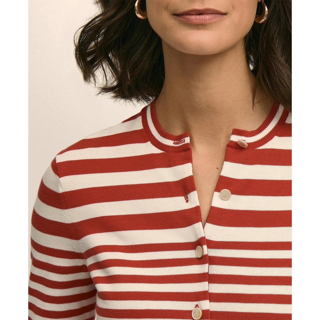 Supima Cotton Variegated Stripe Cardigan