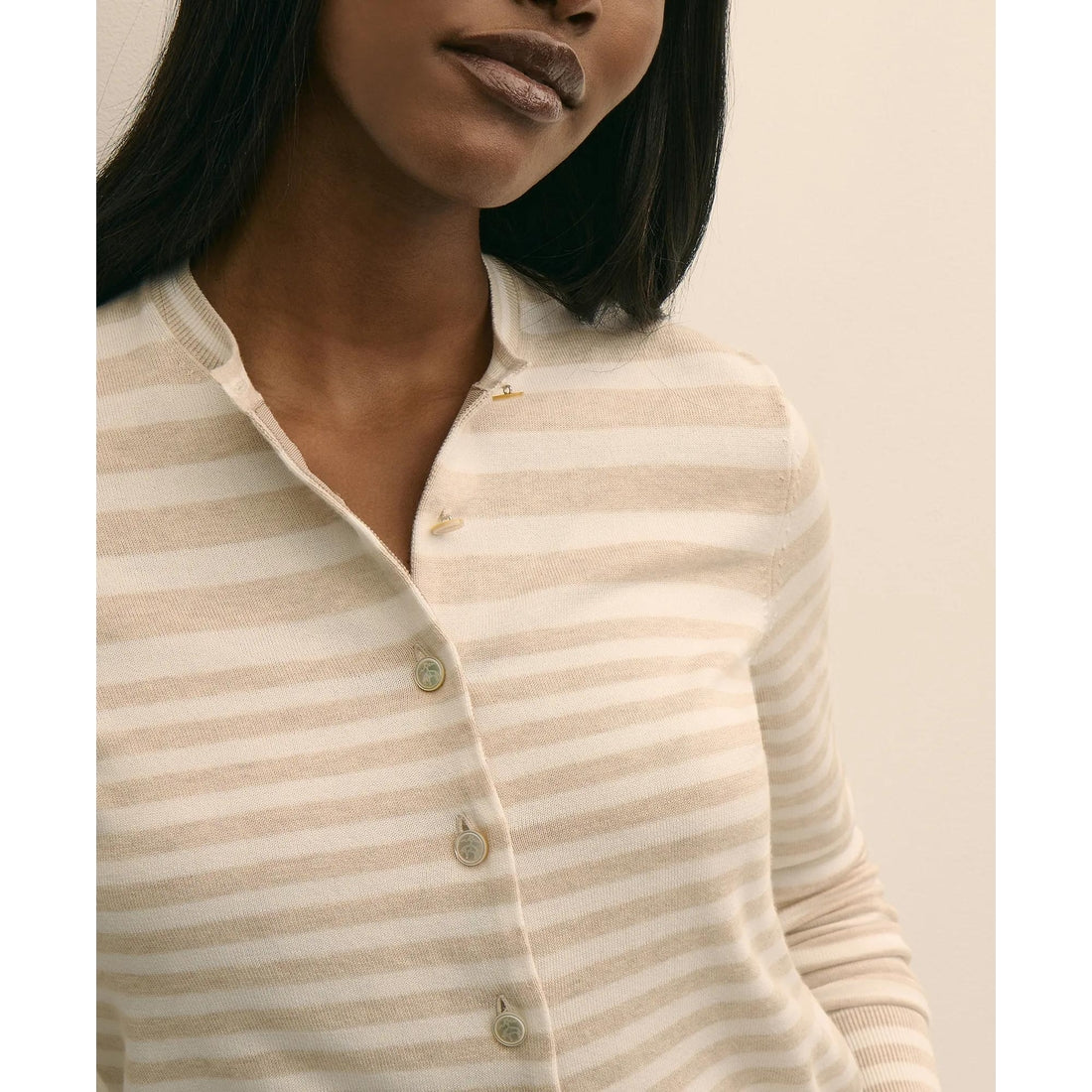Supima Cotton Variegated Stripe Cardigan