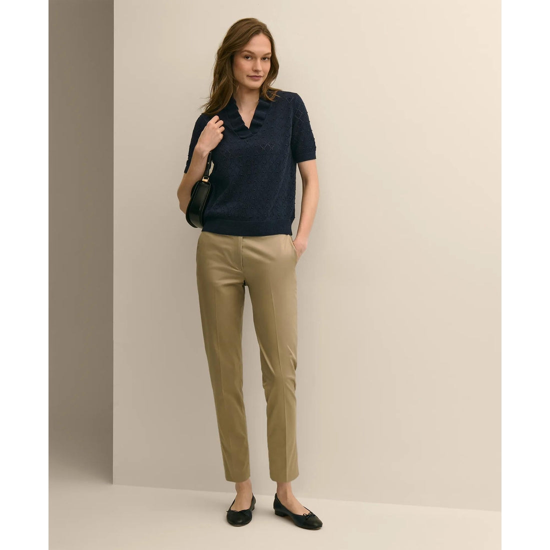 Cotton Viscose Short-Sleeve Ruffle Sweater