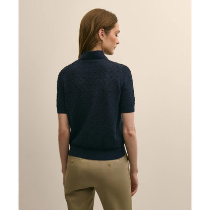 Cotton Viscose Short-Sleeve Ruffle Sweater