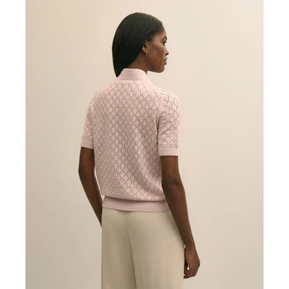 Cotton Viscose Short-Sleeve Ruffle Sweater