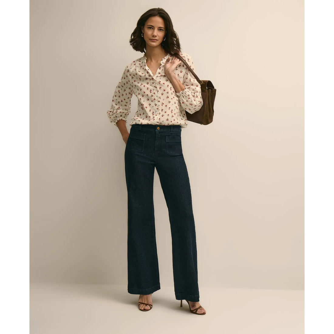 Silk-Cotton Floral Print Blouse