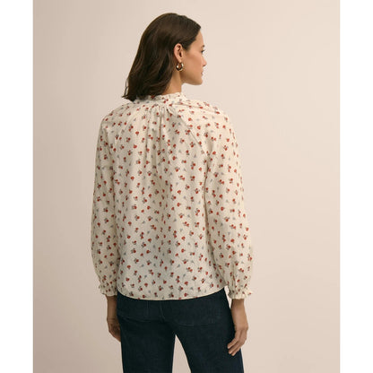 Silk-Cotton Floral Print Blouse