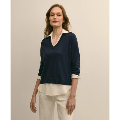 Supima Cotton Layered Sweater-Shirt
