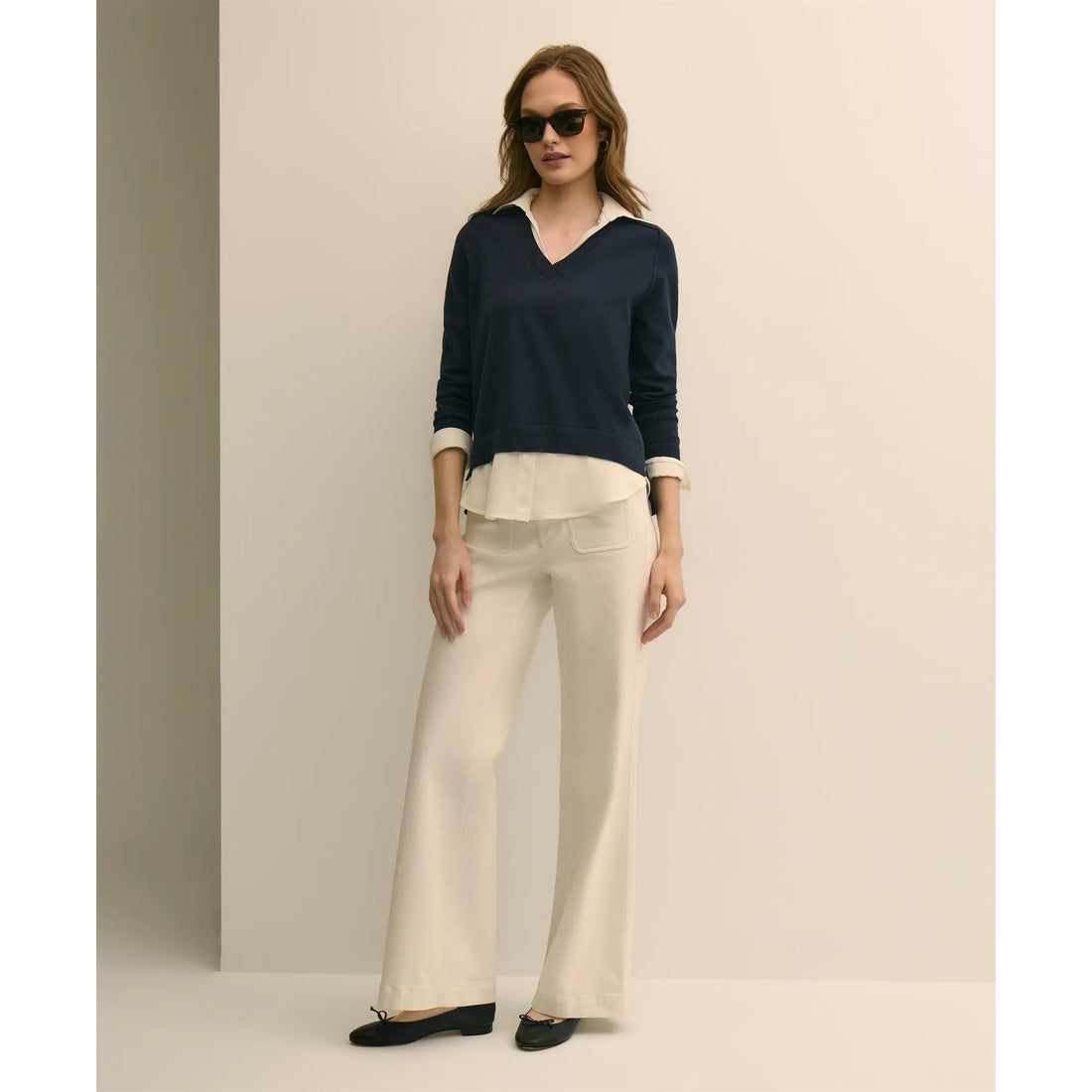 Supima Cotton Layered Sweater-Shirt