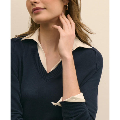 Supima Cotton Layered Sweater-Shirt