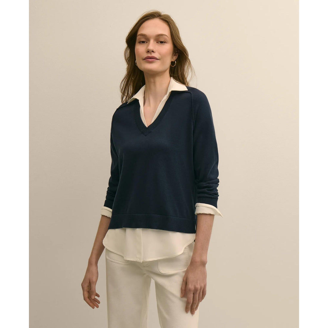Supima Cotton Layered Sweater-Shirt