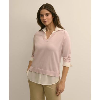 Supima Cotton Layered Sweater-Shirt