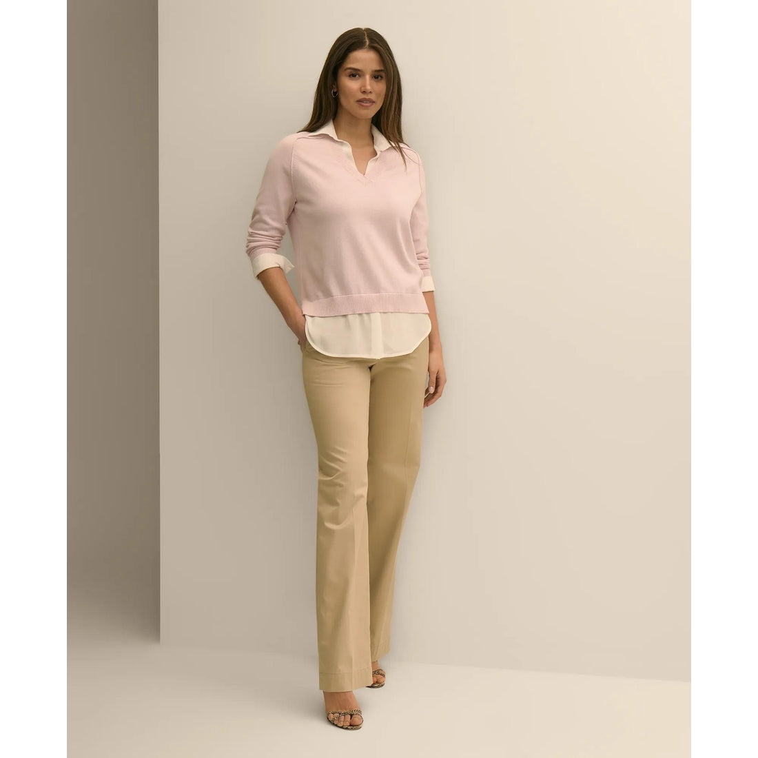 Supima Cotton Layered Sweater-Shirt