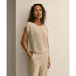 Relaxed Cotton Blend Short-Sleeve Shimmer Sweater