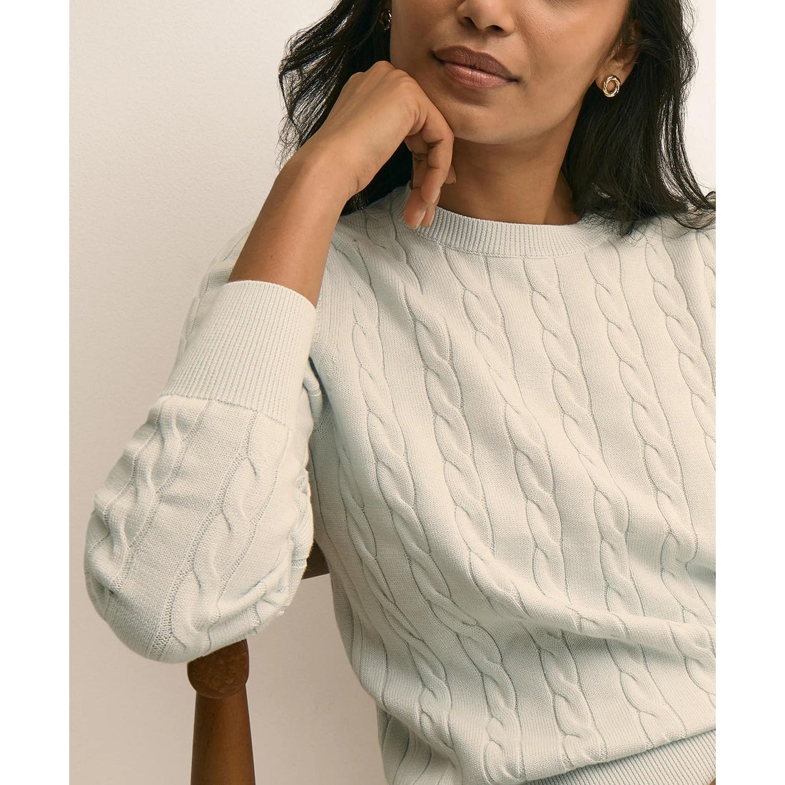 Supima Cotton Cable Crewneck Sweater