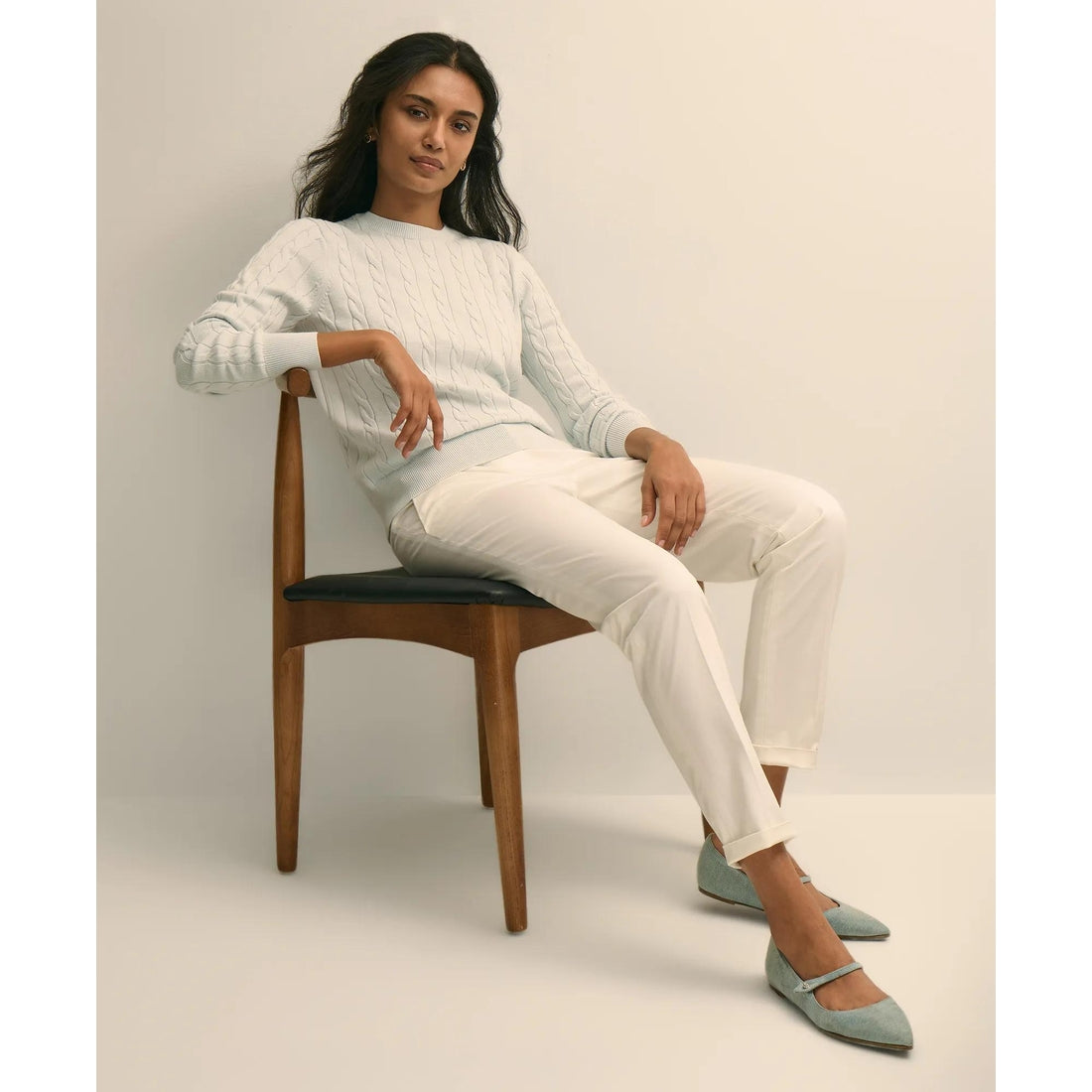Supima Cotton Cable Crewneck Sweater