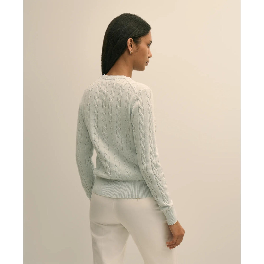 Supima Cotton Cable Crewneck Sweater