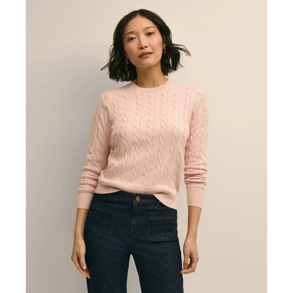 Supima Cotton Cable Crewneck Sweater