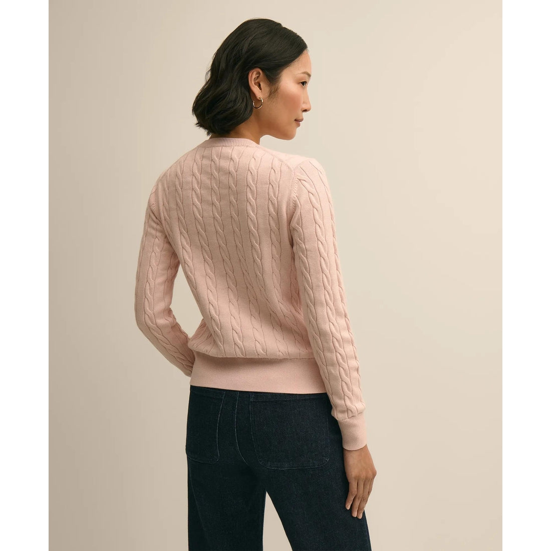 Supima Cotton Cable Crewneck Sweater