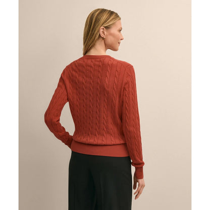 Supima Cotton Cable Crewneck Sweater