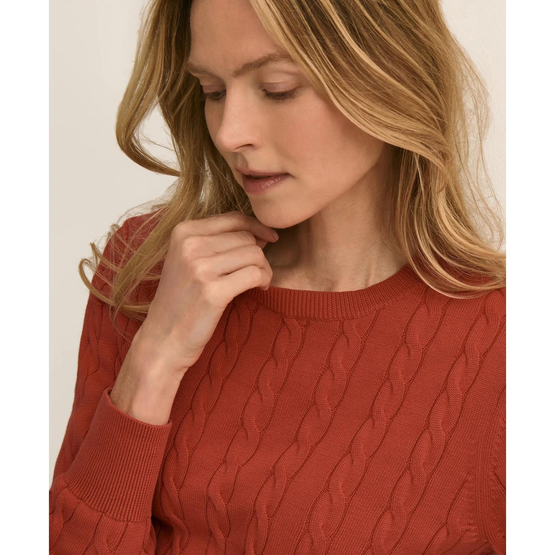 Supima Cotton Cable Crewneck Sweater