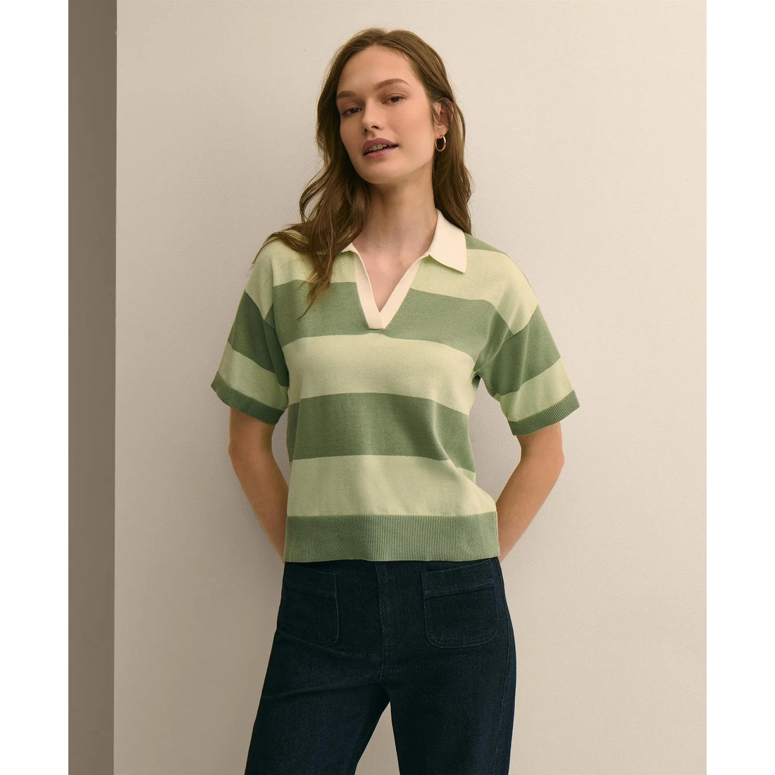 Supima Cotton Short-Sleeve Rugby Polo Sweater