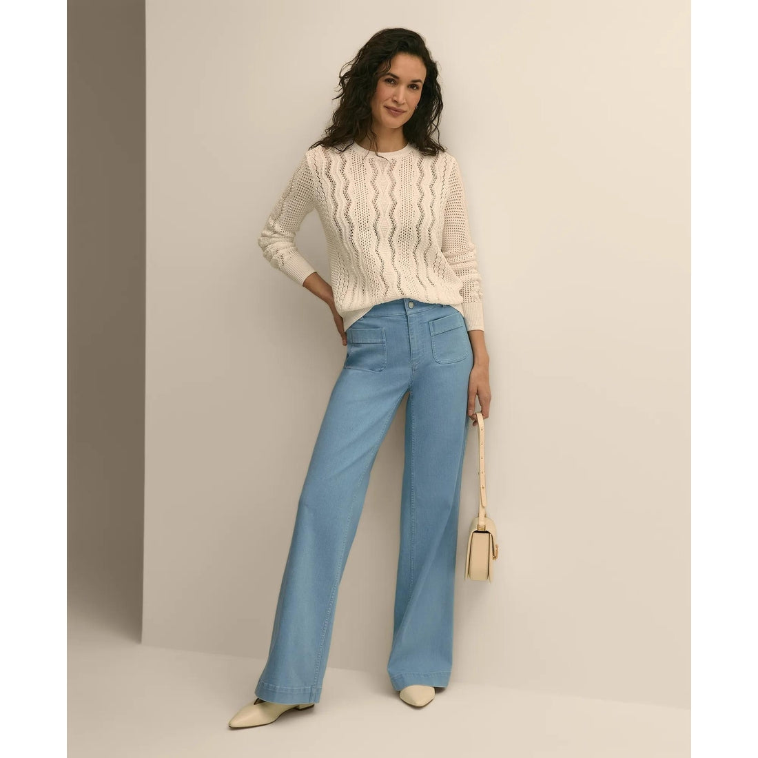 Cotton Cable-Knit Cropped Sweater