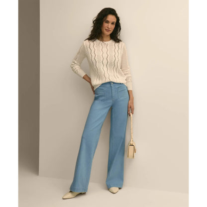 Cotton Cable-Knit Cropped Sweater