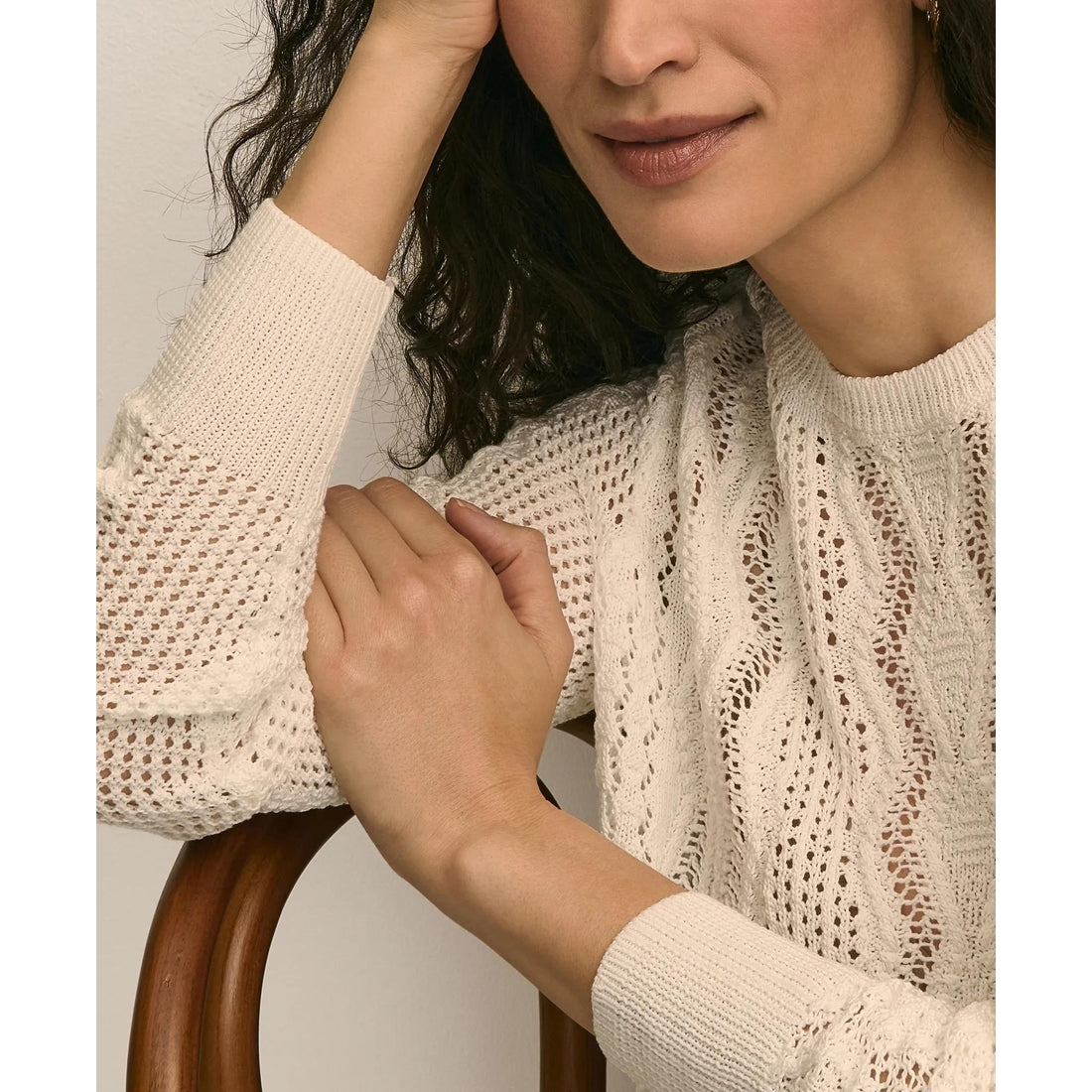Cotton Cable-Knit Cropped Sweater