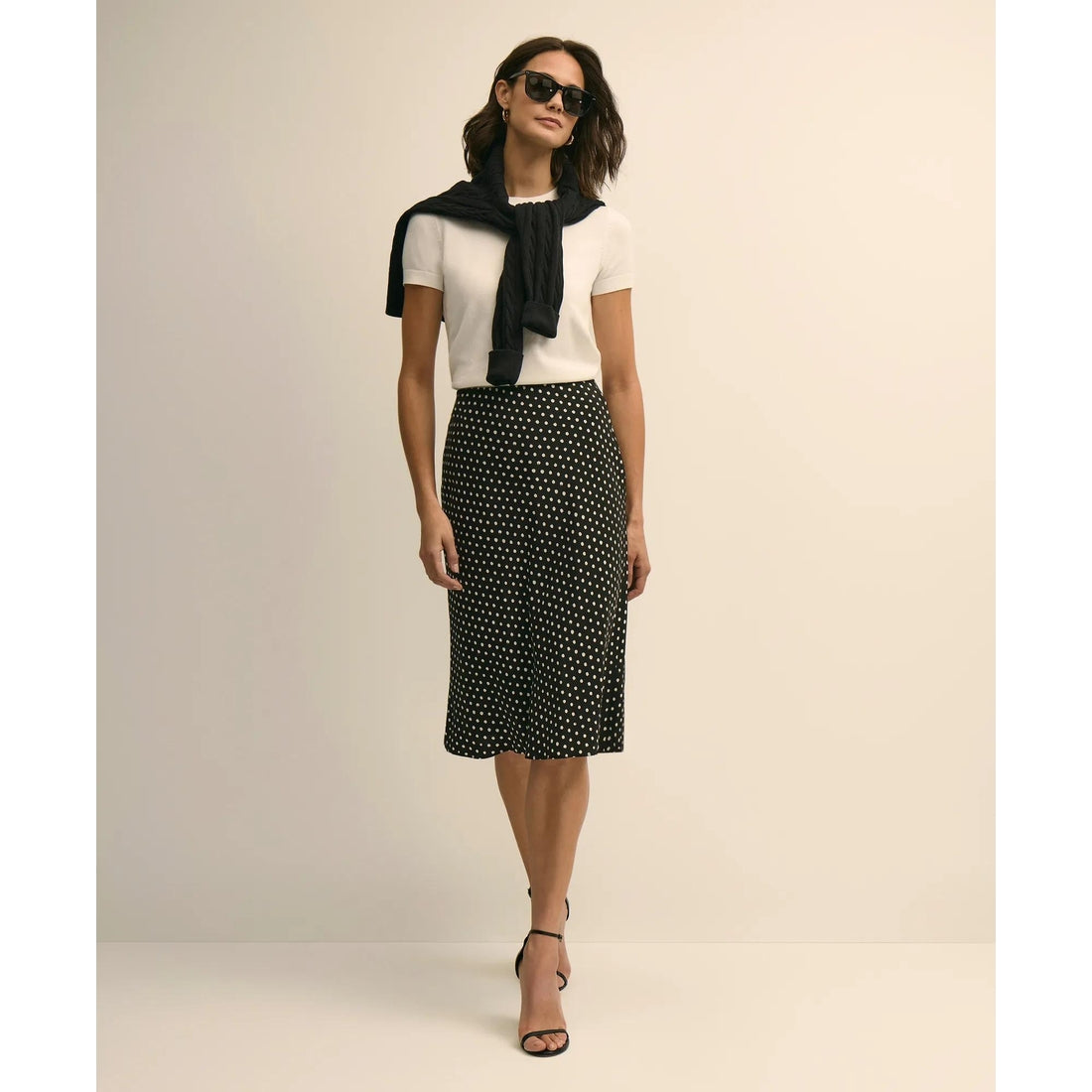 Dot-Print Slip Skirt