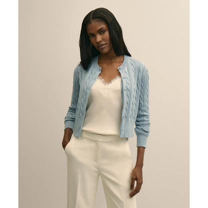 Supima Cotton Cropped Cable Cardigan
