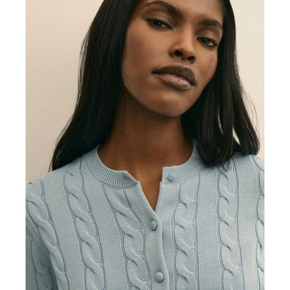 Supima Cotton Cropped Cable Cardigan