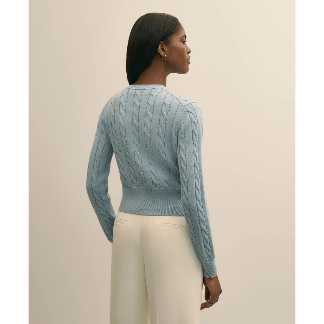 Supima Cotton Cropped Cable Cardigan