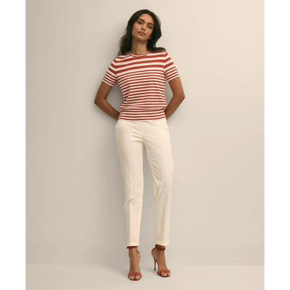 Supima Cotton Variegated Stripe Short-Sleeve Sweater Shell