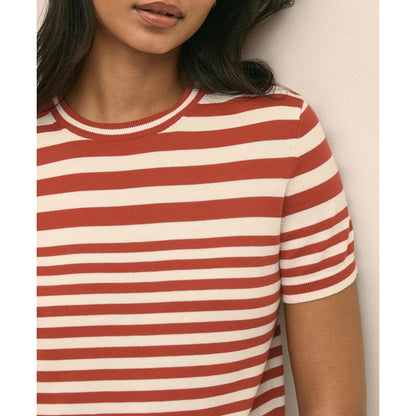 Supima Cotton Variegated Stripe Short-Sleeve Sweater Shell