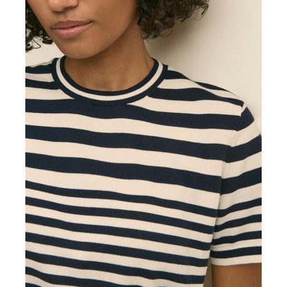 Supima Cotton Variegated Stripe Short-Sleeve Sweater Shell