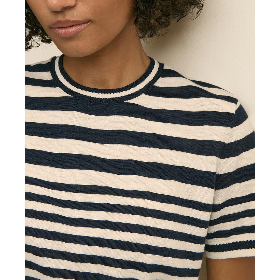 Supima Cotton Variegated Stripe Short-Sleeve Sweater Shell