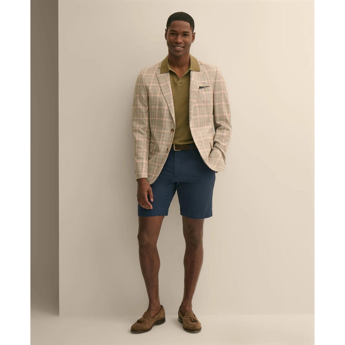 Classic Fit Cotton-Silk-Linen Gingham 1818 Sport Coat