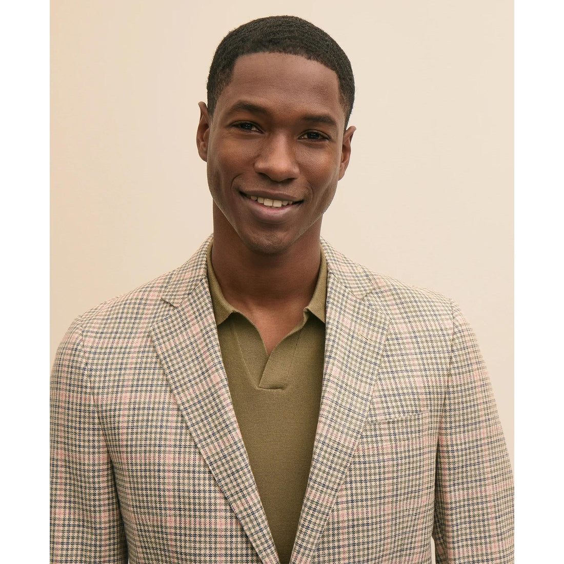 Classic Fit Cotton-Silk-Linen Gingham 1818 Sport Coat
