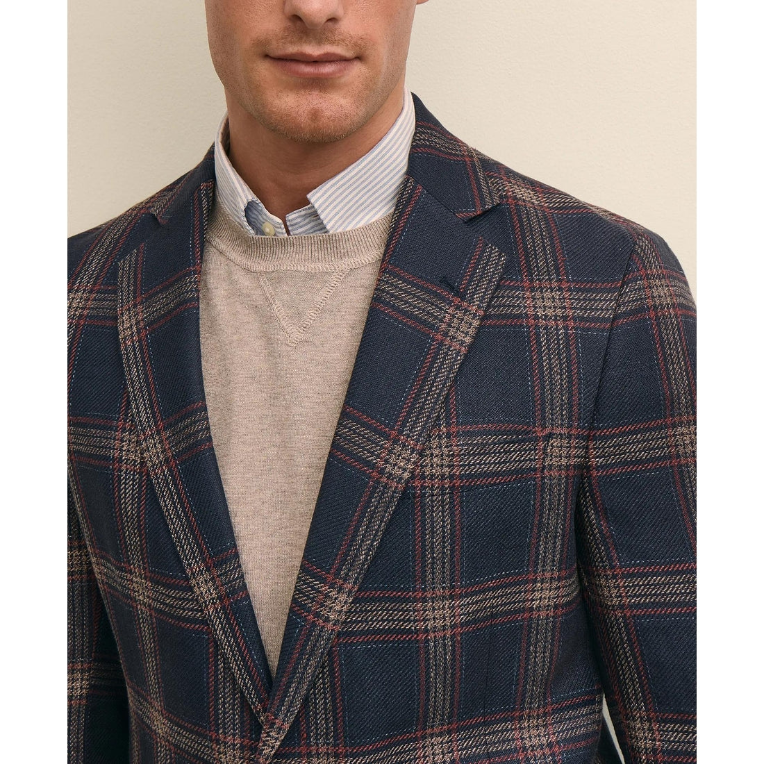 Classic Fit Linen-Silk-Cotton Check 1818 Sport Coat