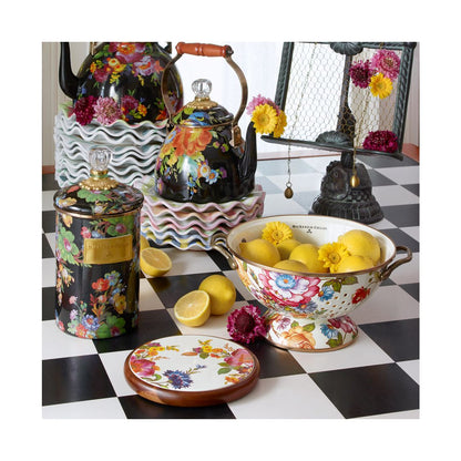 Mackenzie-Childs White Flower Market Large Colander