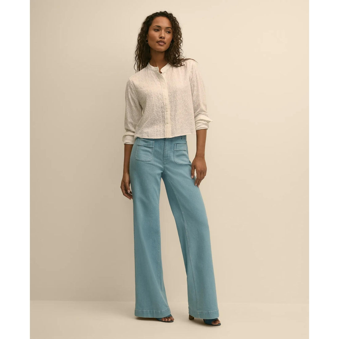 Embroidered Cropped Shirt