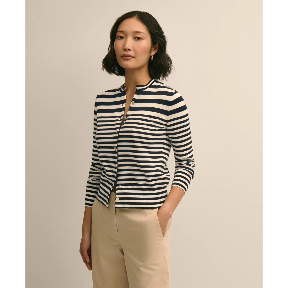 Supima Cotton Variegated Stripe Cardigan