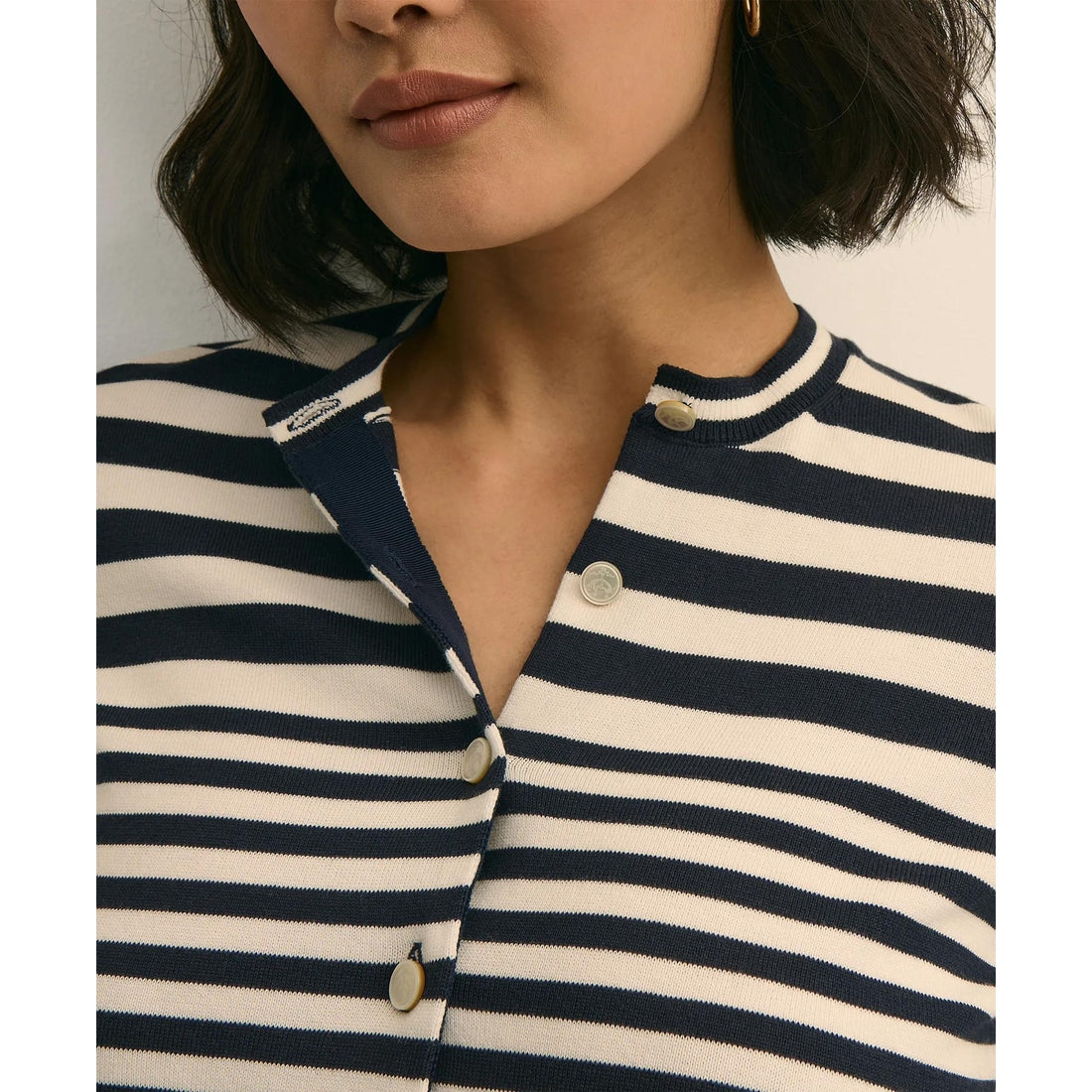 Supima Cotton Variegated Stripe Cardigan