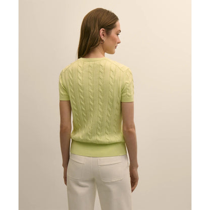 Supima Cotton Cable Short-Sleeve Sweater
