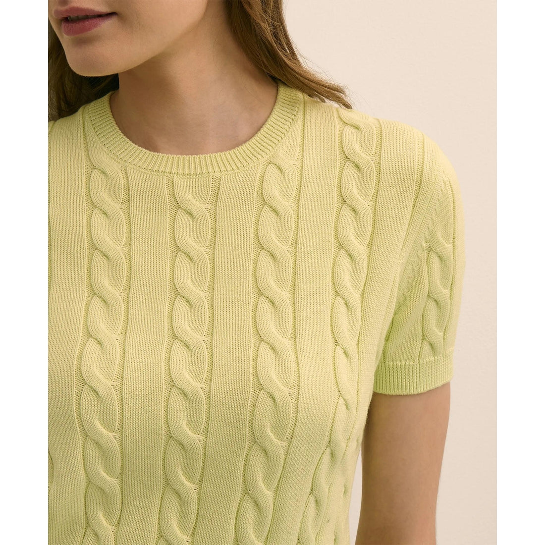 Supima Cotton Cable Short-Sleeve Sweater