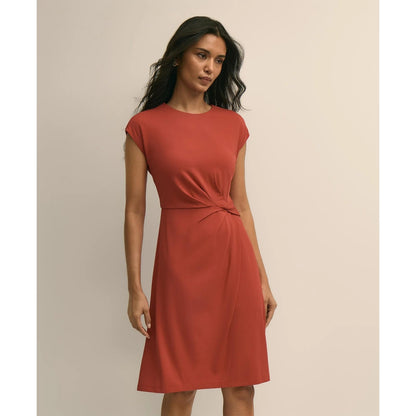 Jersey Cap-Sleeve Twisted-Detail Dress
