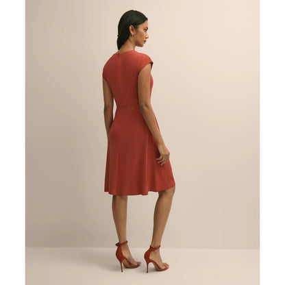 Jersey Cap-Sleeve Twisted-Detail Dress