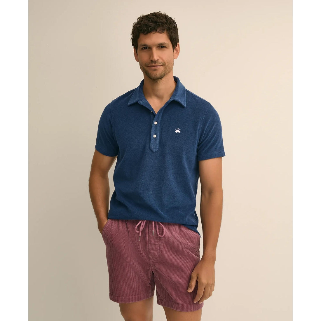 Cotton Blend Terry Cloth Polo Shirt