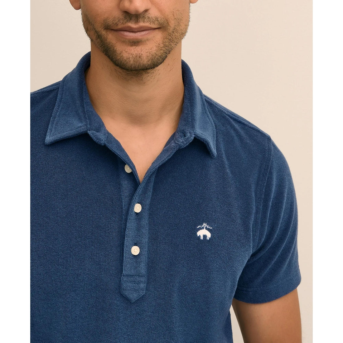 Cotton Blend Terry Cloth Polo Shirt