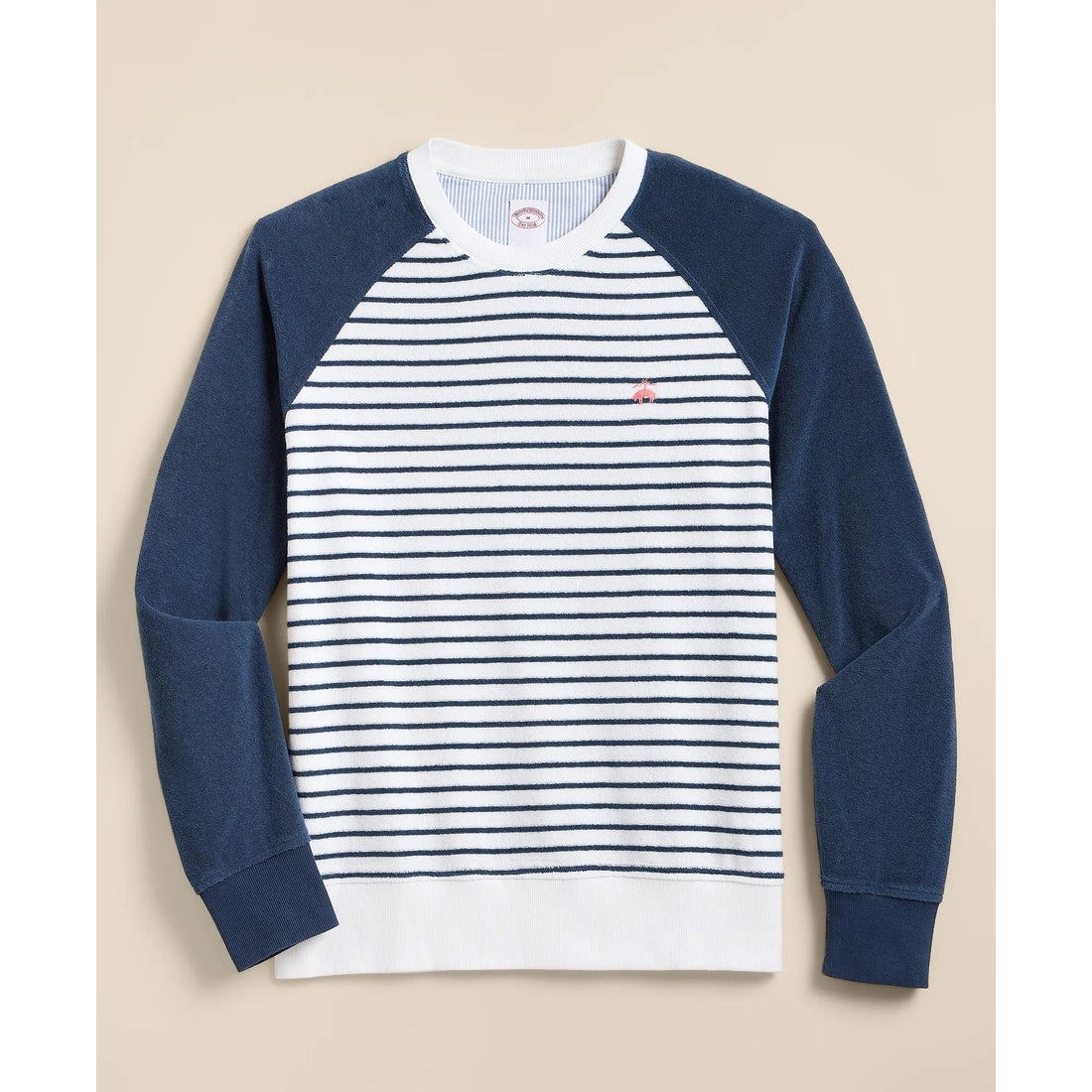 Cotton Blend Terry Cloth Stripe Sweatshirt