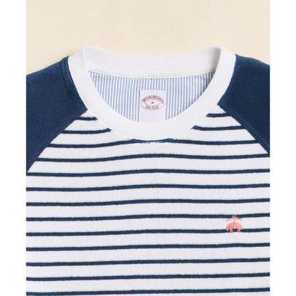 Cotton Blend Terry Cloth Stripe Sweatshirt